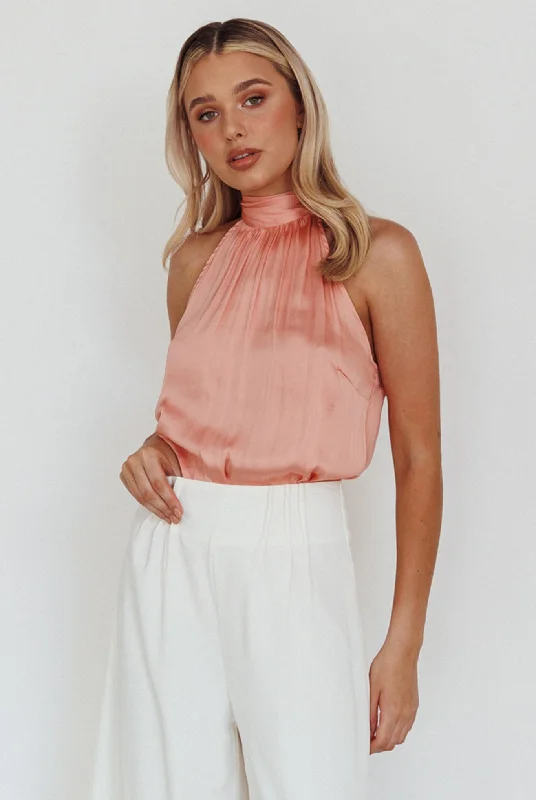 Calisto Sleeveless Tied Neck Top RoseFashion sleeveless tops