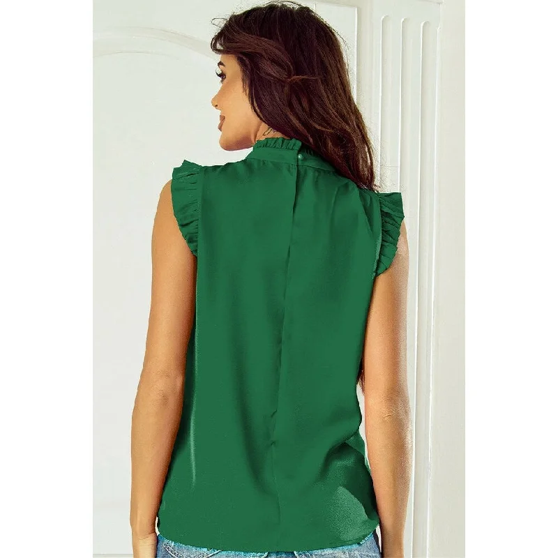 Emerald Pleated Sleeveless TopSummer sleeveless tops