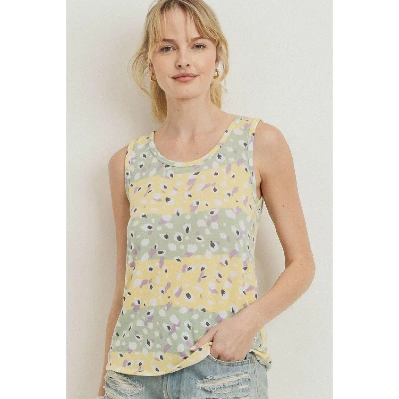 Printed Terry Back Opened Sleeveless TopAntistatic sleeveless top