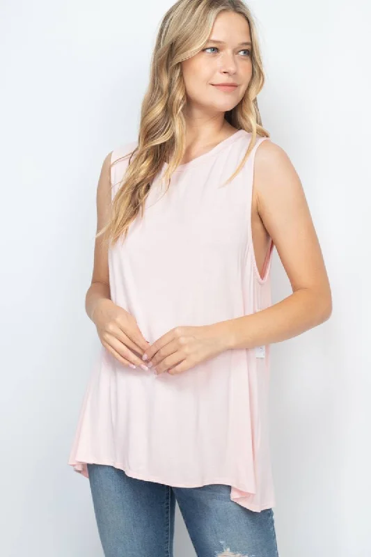 Pink Sleeveless Top — 1XLStriped sleeveless tops