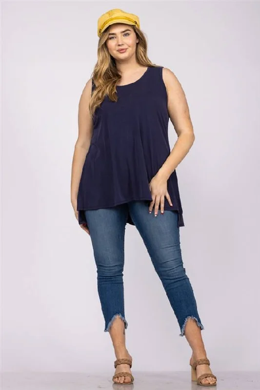 NAVY BLUE SLEEVELESS HI-LOWDinner sleeveless tops