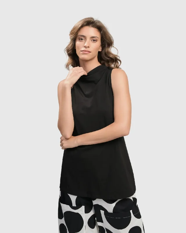 Urban Sleeveless Mockneck Top, BlackWaterproof sleeveless top