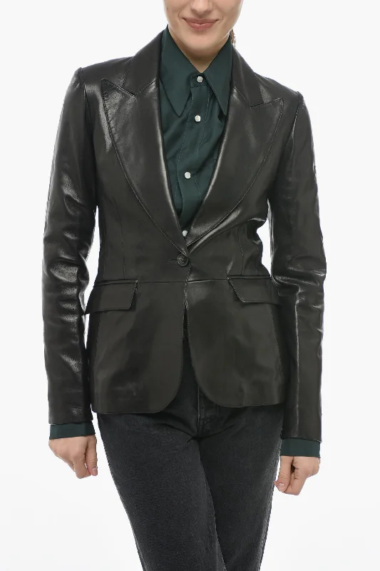 Amiri Peak Lapel Leather 1-button BlazerBlazerinitiative