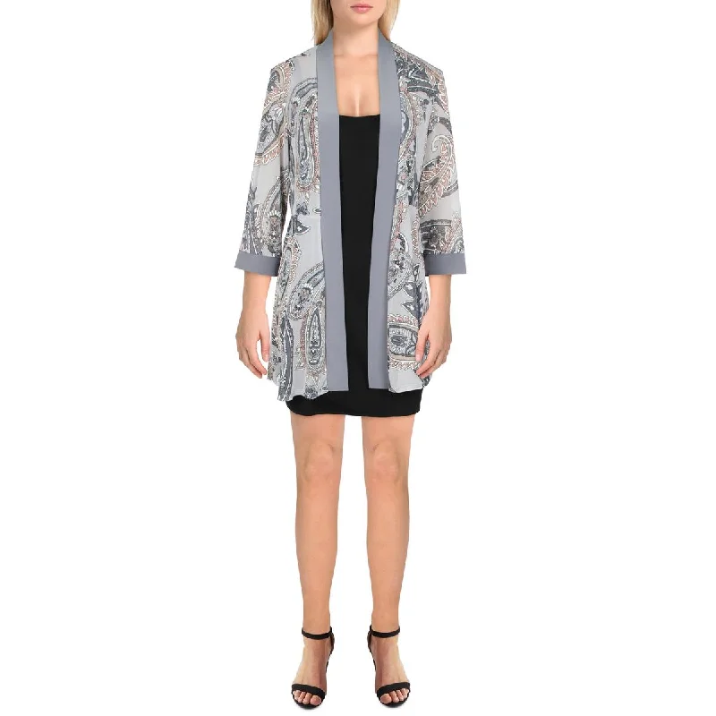 Petites Womens Mesh Printed Duster BlazerBlazerseason