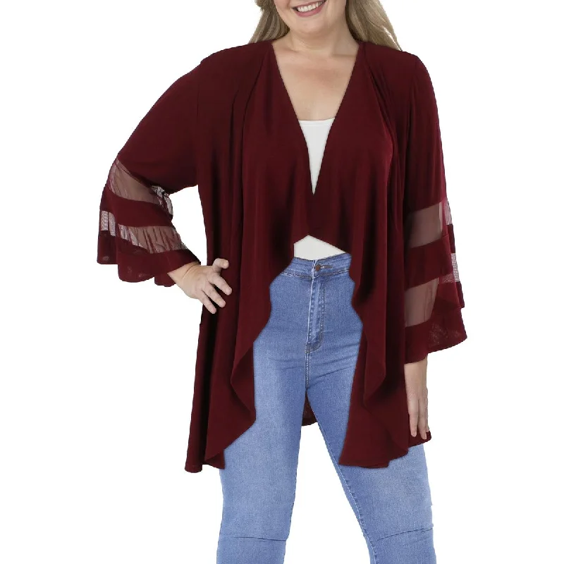 Plus Womens Knit Mesh Inset Duster BlazerBlazerloss