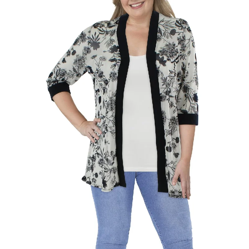 Plus Womens Mesh Printed Duster BlazerBlazerweb