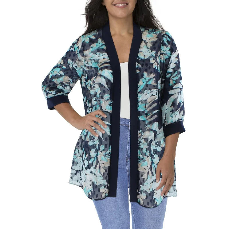 Womens Printed Duster Open-Front BlazerBlazerrobot