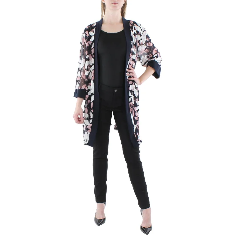 Plus Womens Mesh Printed Duster BlazerBlazerdevice