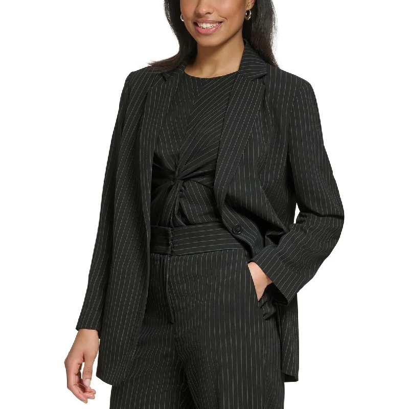 Womens Pinstripe Polyester One-Button BlazerBlazerjersey