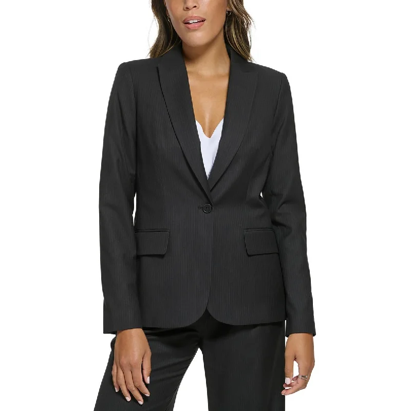 Womens Pinstripe Polyester One-Button BlazerBlazerseason