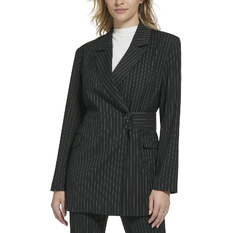 Womens Pinstripe Polyester Two-Button BlazerBlazeroffense