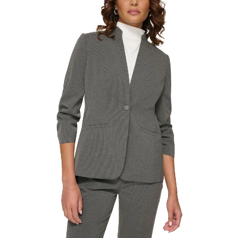 Petites   Womens Ruched Work Wear Collarless BlazerBlazershot