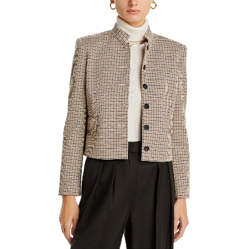 Riding Womens Houndstooth Work Wear Collarless BlazerBlazerchic