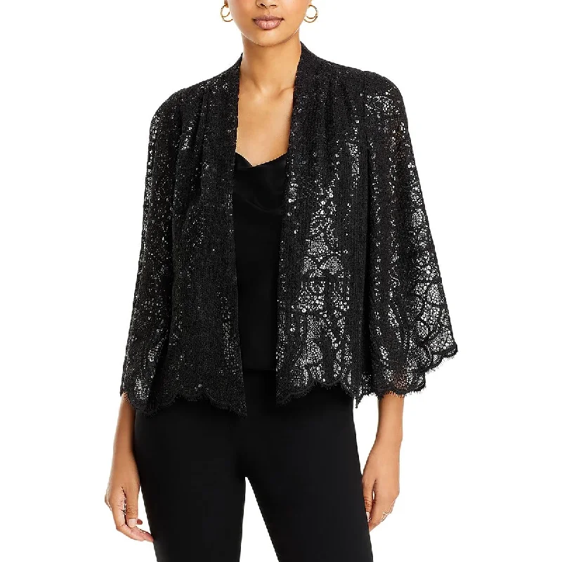 Delilah Womens Lace Sequined Open-Front BlazerBlazerjacket