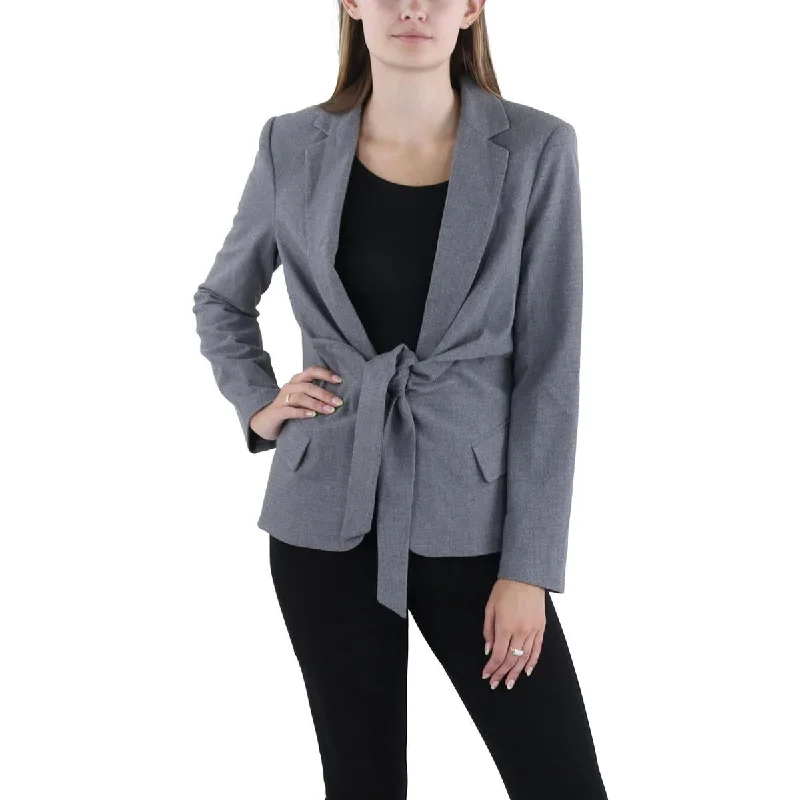 Womens Heathered Tie Front Open-Front BlazerBlazermuseum