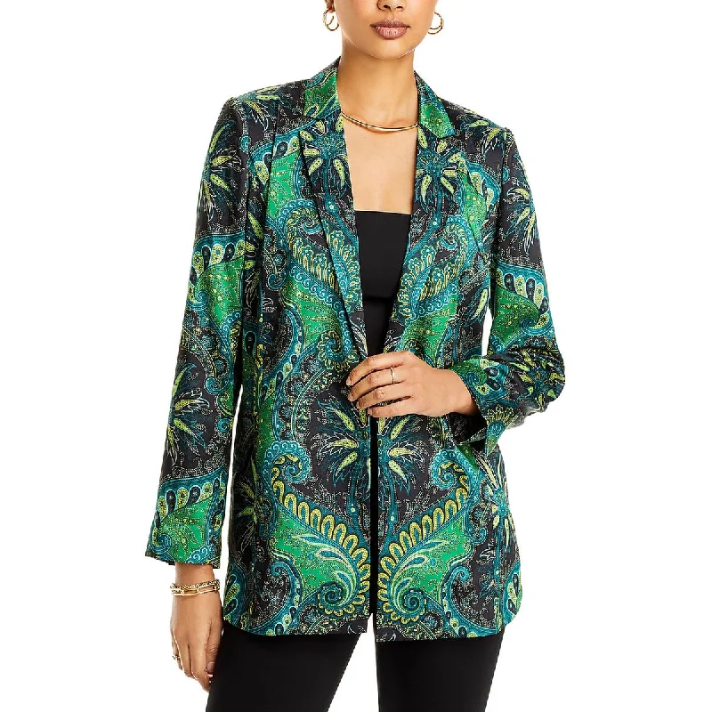 Womens Satin Printed One-Button BlazerBlazerdata