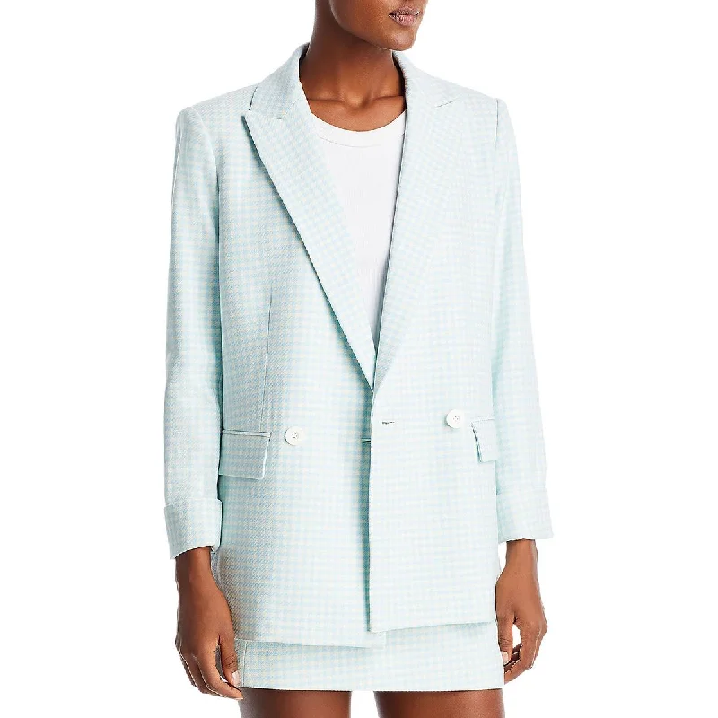 Justin Womens Checkered Suit Separate Double-Breasted BlazerBlazercolor