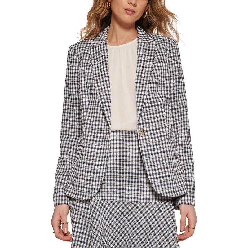 Womens Plaid Collar One-Button BlazerBlazerarena