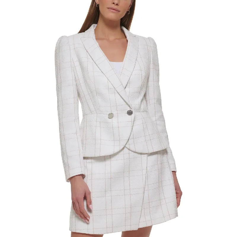 Womens Plaid Office Wear One-Button BlazerBlazerpass